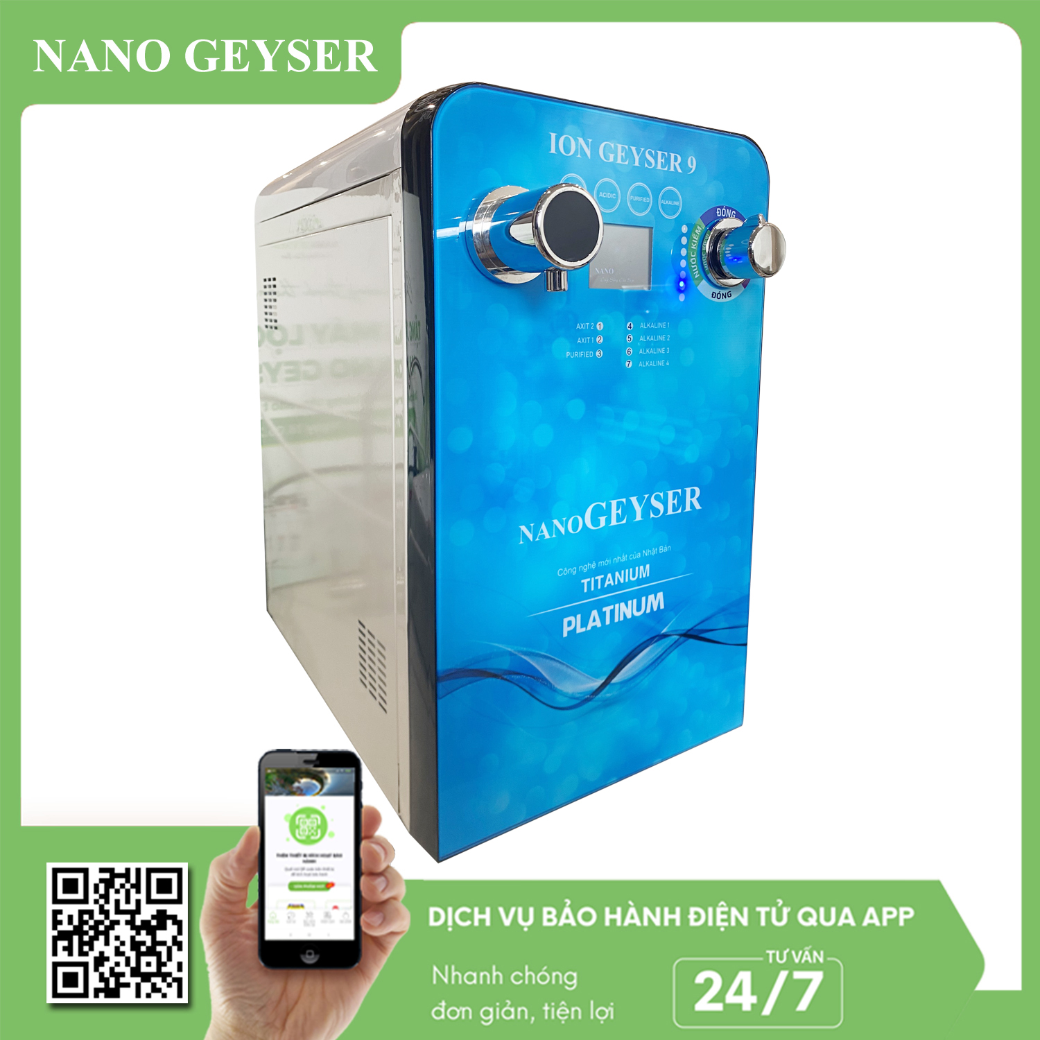 Máy điện giải ion kiềm Nano Geyser - ION GEYSER 9