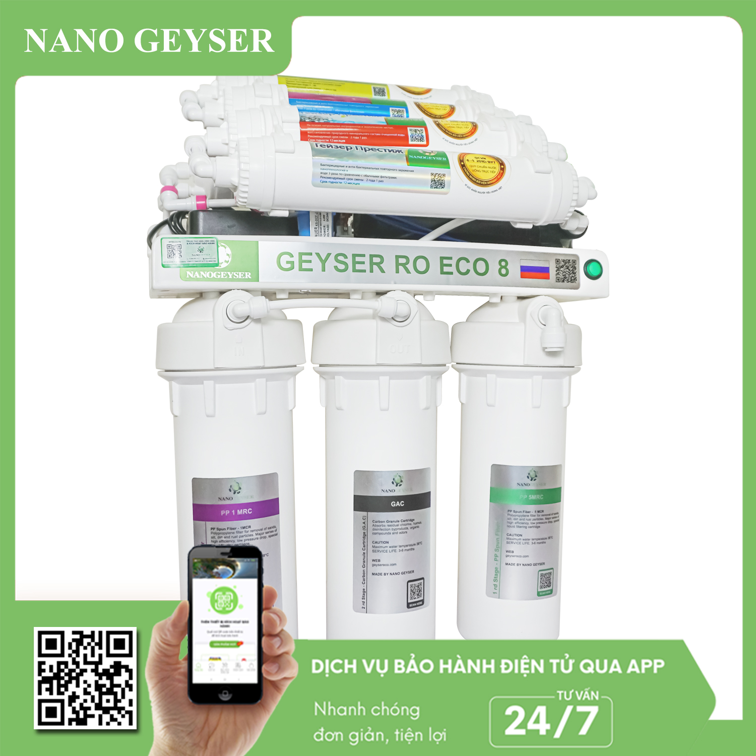 Máy lọc nước Nano Geyser RO ECO8 - 8 cấp