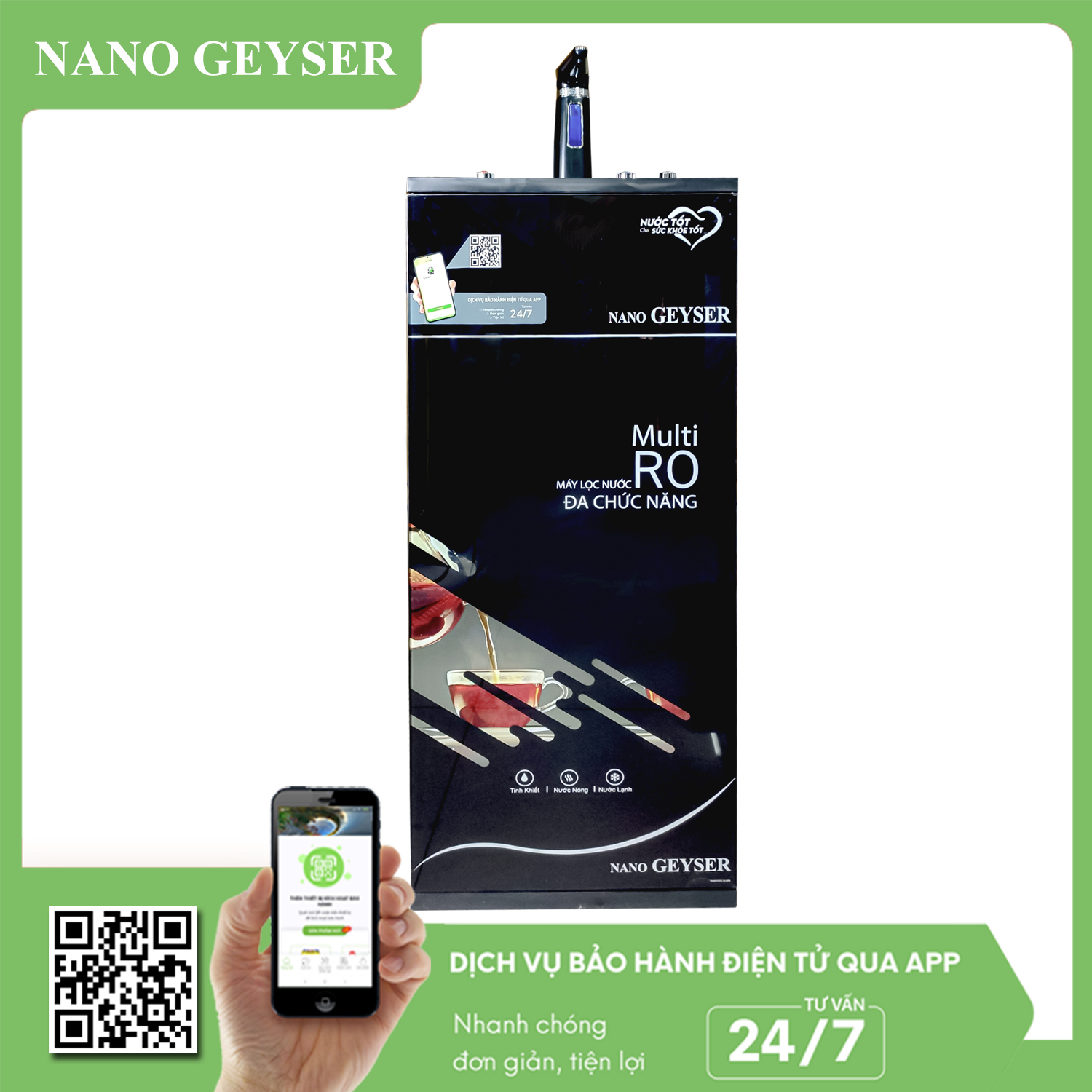 Máy lọc nước nóng lạnh nguội Nano Geyser GB50 7 cấp