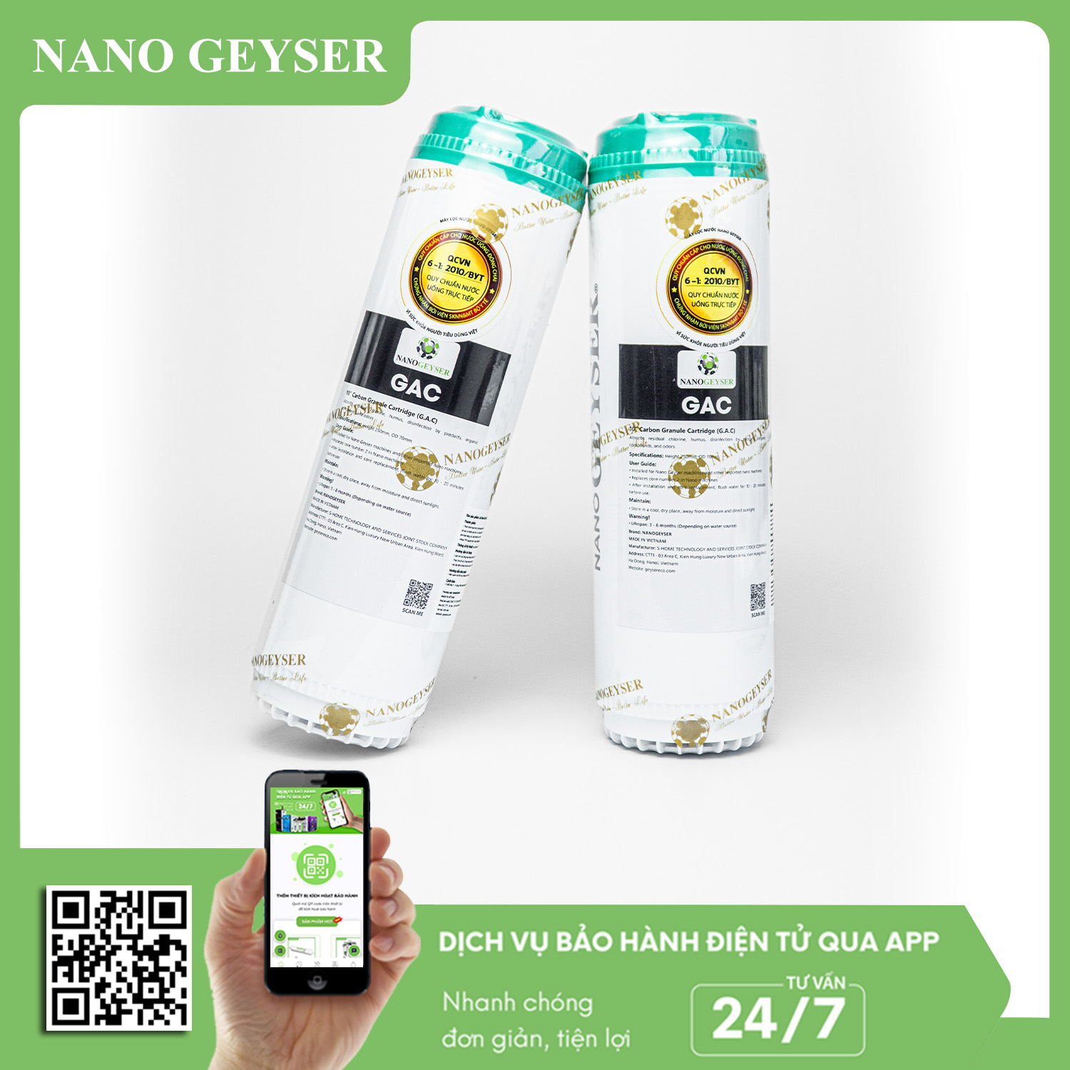 Lõi than GAC dạng xốp Nano Geyser